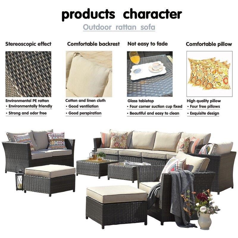 Wicker/Rattan 8 - Person Seating Group with Cushions