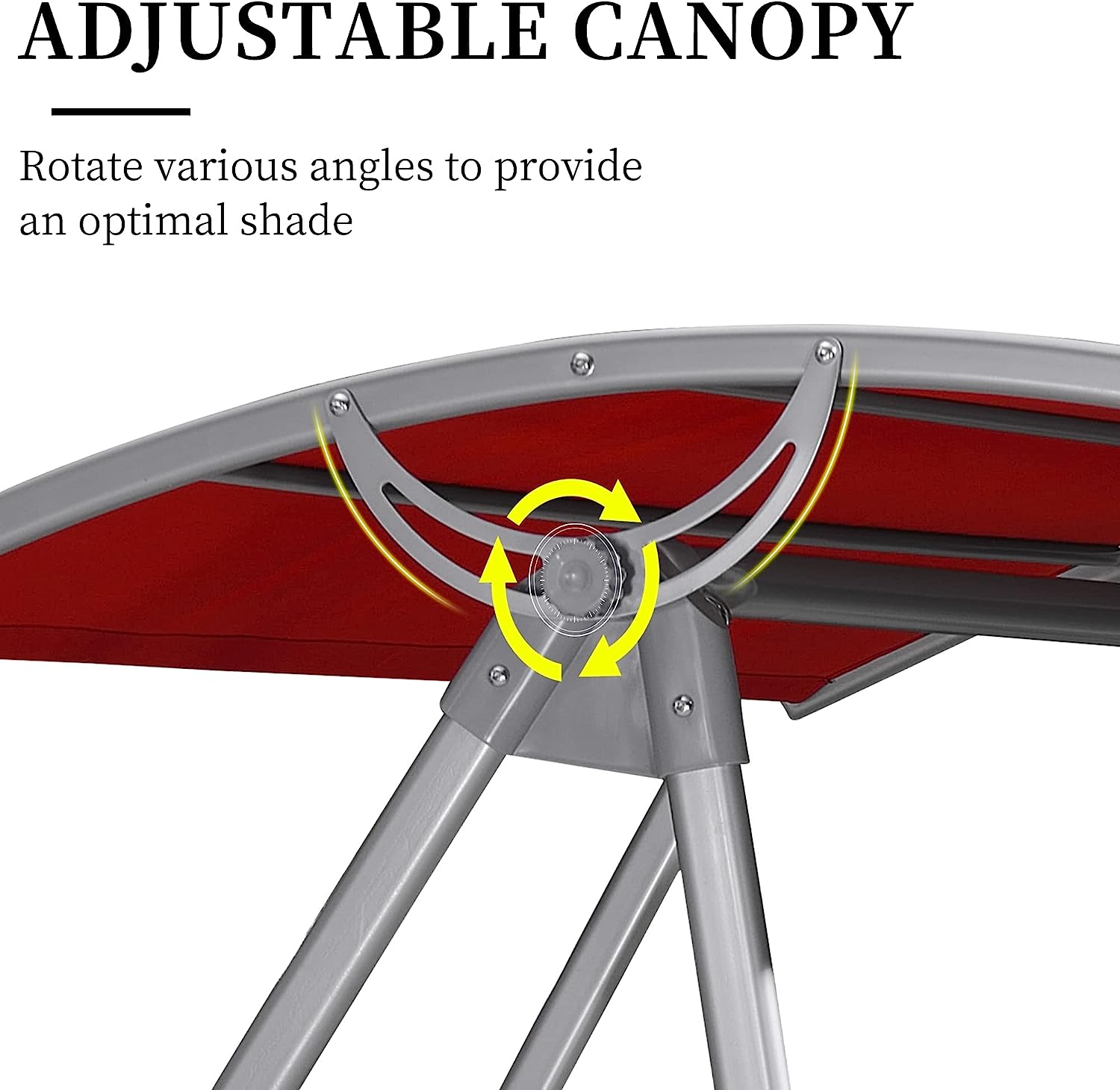 PURPLE LEAF 2-Seat Deluxe Outdoor Patio Porch Swing with Weather Resistant Steel Frame, Adjustable Tilt Canopy, Beige