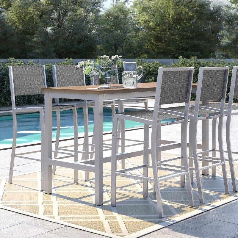 Mckinnon Rectangular 6 - Person 73'' Long Aluminum Bar Height Dining Set