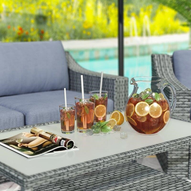 Batholo Wicker/Rattan 4 - Person Seating Group with Cushions