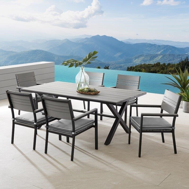 Abby Rectangular 6 - Person 78.74'' Long Dining Set with Cushions