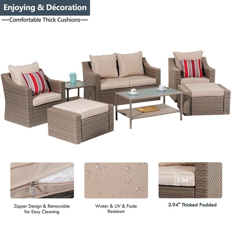 Hechavarria 6 - Person Seating Group with Cushions