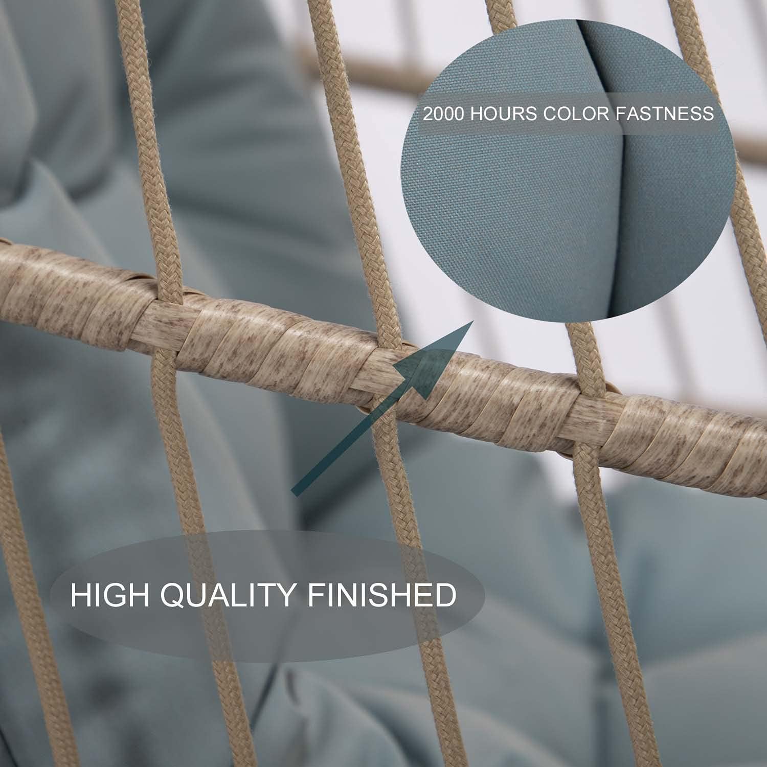 Indoor Outdoor Patio Wicker Hanging Chair Swing Egg Basket Chairs with Stand UV Resistant Cushions 350lbs Capaticy for Patio Backyard Balcony Xmas Gift