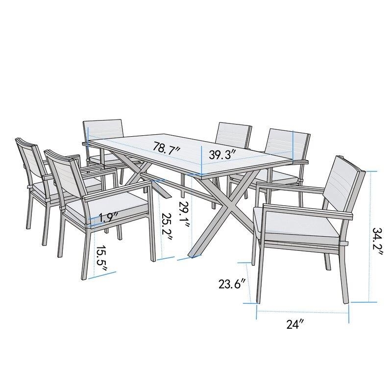Abby Rectangular 6 - Person 78.74'' Long Dining Set with Cushions