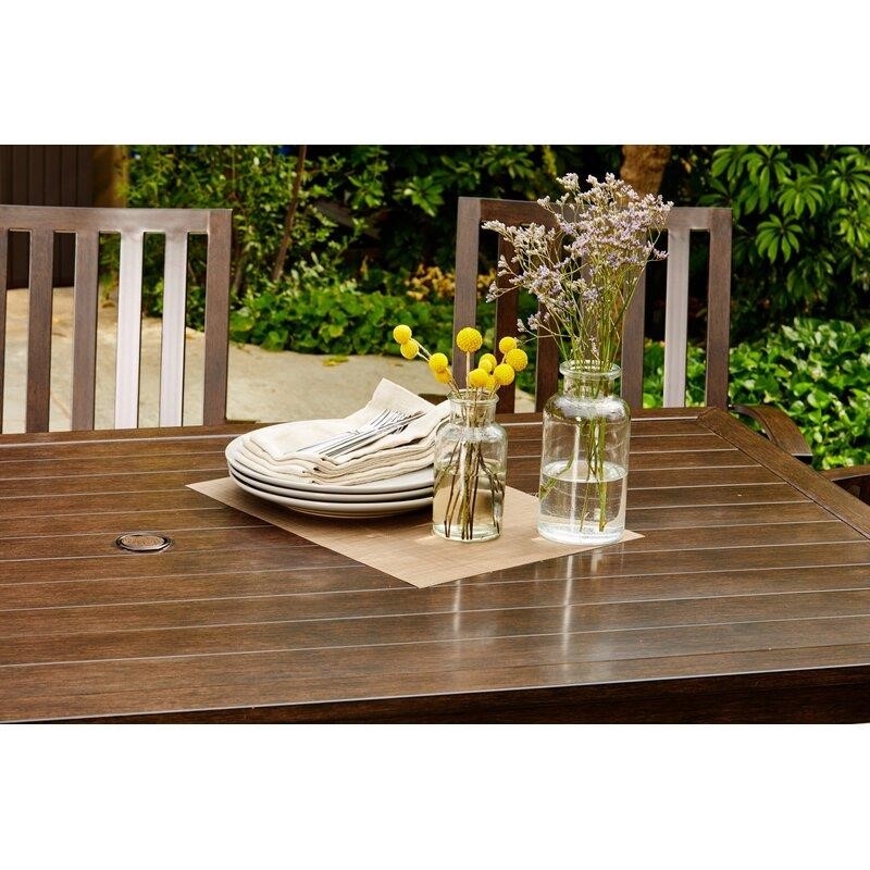 Higden Rectangular 6 - Person 70.1'' Long Aluminum Dining Set with Cushions