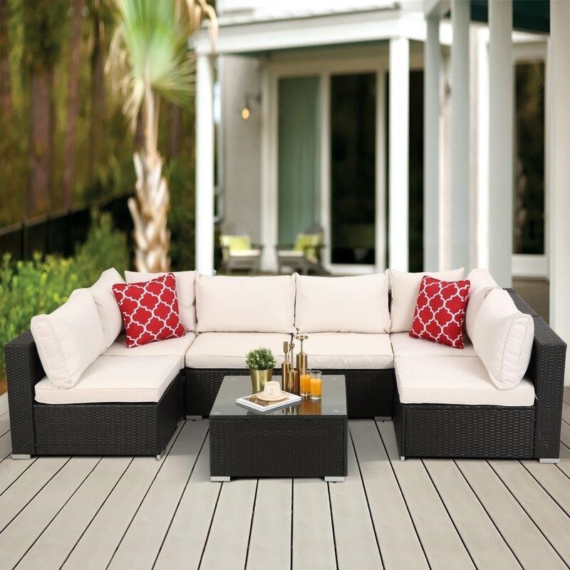 Jaelyn Wicker/Rattan 6 - Person Seating Group with Cushions