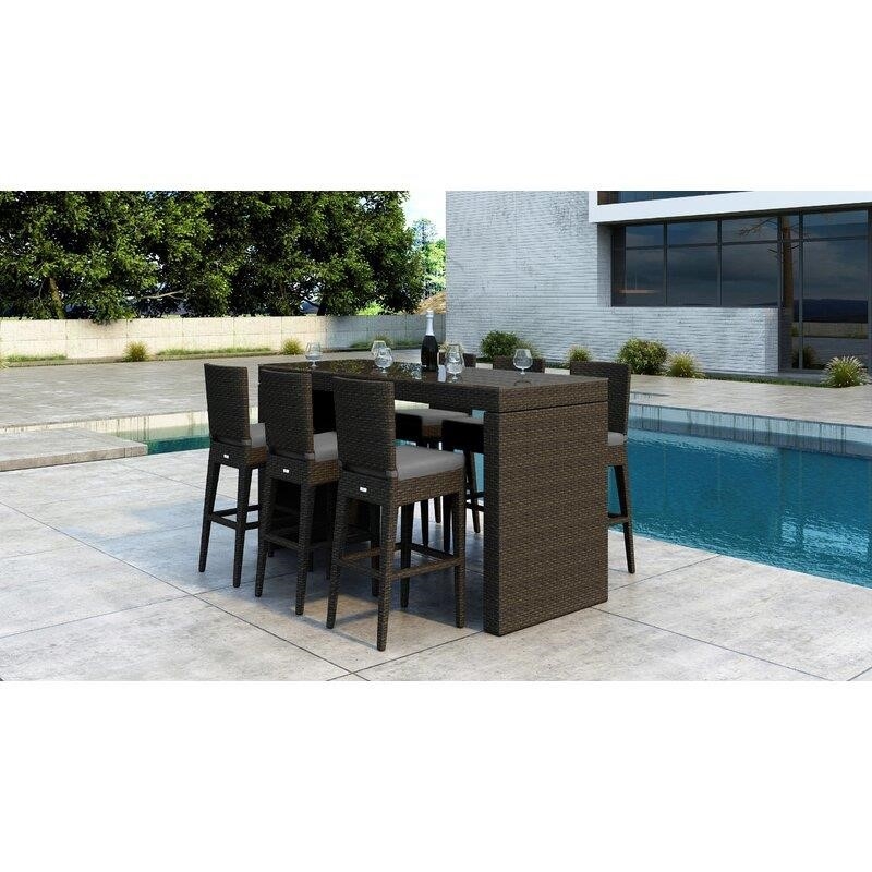 Glen Ellyn Rectangular 6 - Person 78.75'' Long Bar Height Dining Set with Cushions