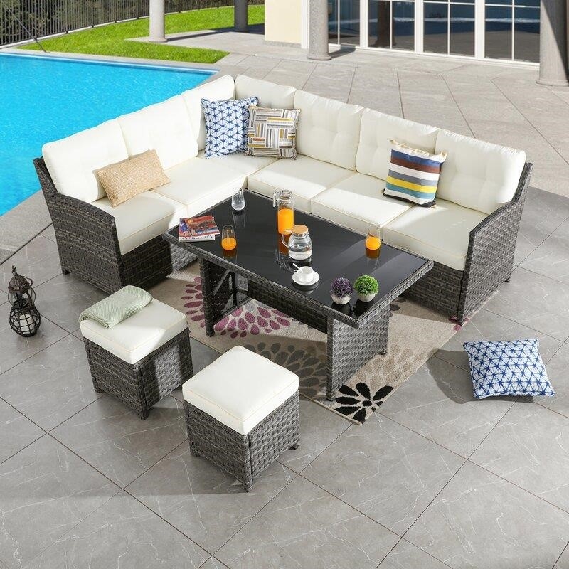 Vanhoy Wicker/Rattan 8 - Person Seating Group with Cushions