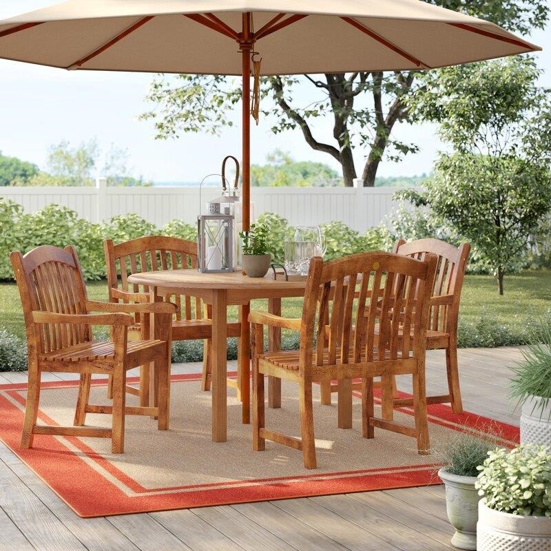 Decastro Round 4 - Person 47'' Long Teak Dining Set