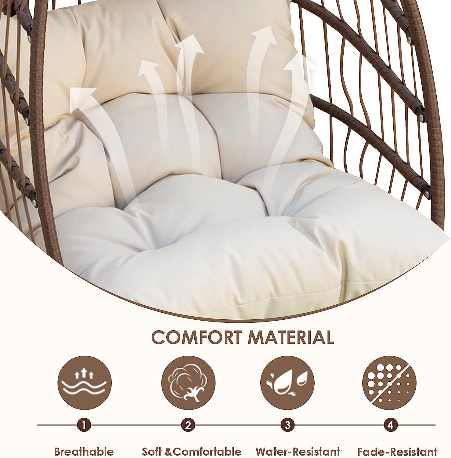 RADIATA Double Egg Chair with Stand Luxury Outdoor Patio Wicker Loveseat Hanging Swing Egg Chairs with Resistant Cushions Metal Frame 500 lbs Capaticy for 2 Persons Patio Backyard Balcony