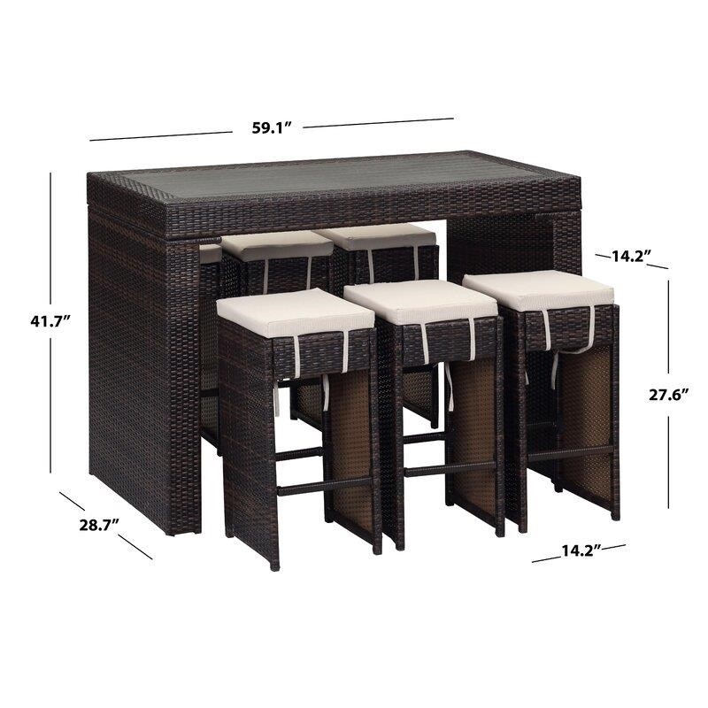 Motter Rectangular 6 - Person 59.1'' Long Bar Height Dining Set with Cushions