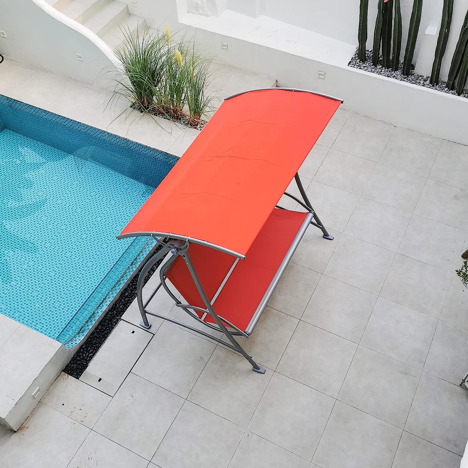 PURPLE LEAF 2-Seat Deluxe Outdoor Patio Porch Swing with Weather Resistant Steel Frame, Adjustable Tilt Canopy, Beige