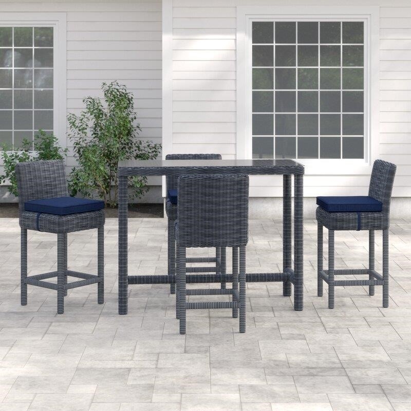 Keiran Rectangular 4 - Person 52'' Long Bar Height Dining Set with Cushions