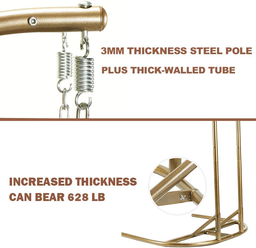 JOYBASE Hanging Egg Chair with Stand, Outdoor Wicker Rattan Egg Swing Chair with Stand and Cushion for Indoor Outdoor Bedroom Patio Garden (Grey/Black)