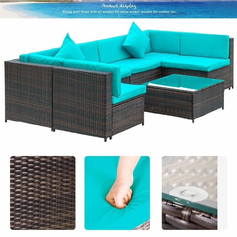 Haoyang 7 Piece Rattan Sectional Seating Group with Cushions