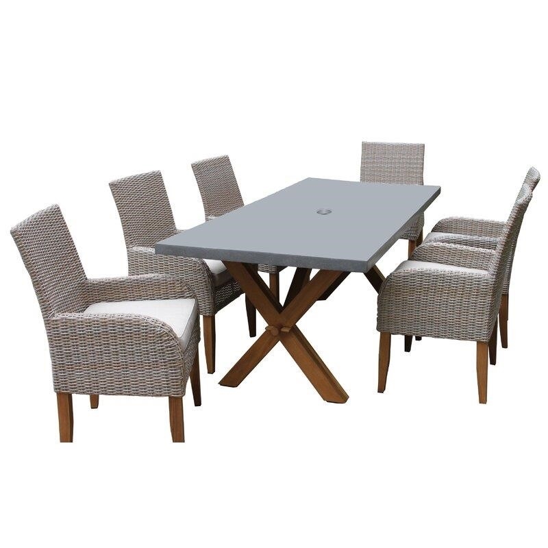 Caron Rectangular 6 - Person 80'' Long Dining Set with Cushions