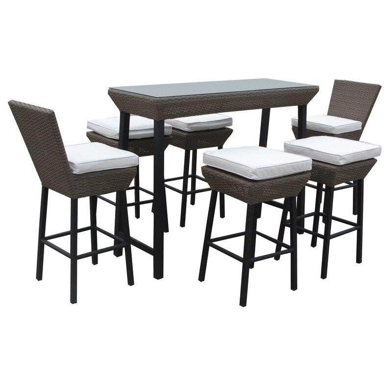 Rectangular 6 - Person 51'' Long Bar Height Dining Set with Cushions