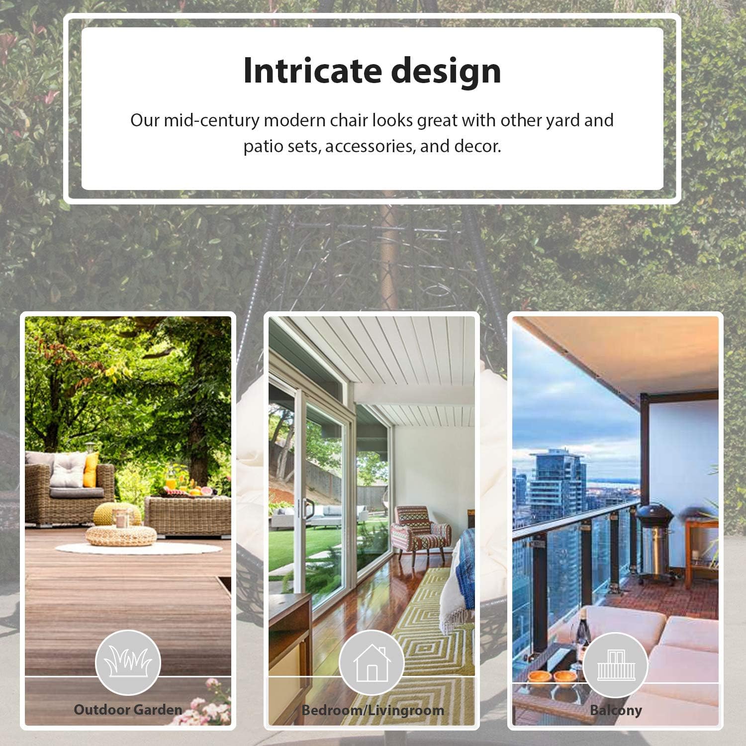 J.M.Deco Porch Swing Chair with Stand, Cushion & Pillow, Goldden Egg Rattan Wicker Swing Hanging Chair, Hammock Chair for Indoor, Outdoor, Garden, Backyard & Patio