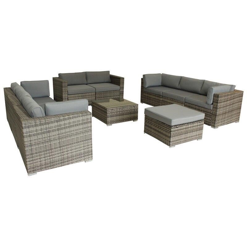 Epley Wicker/Rattan 9 - Person Seating Group with Cushions