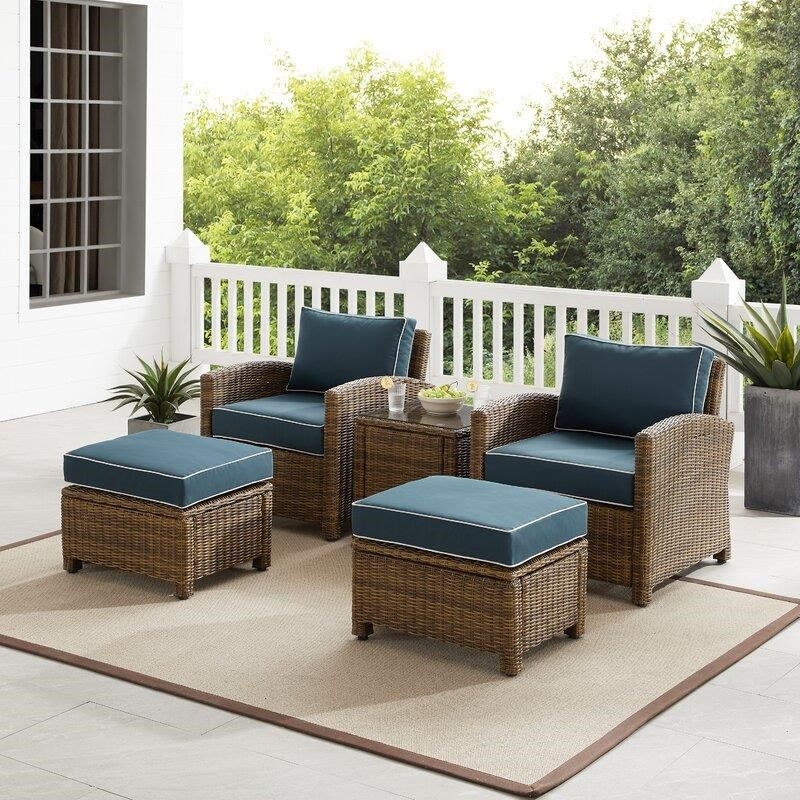 Kestner Wicker/Rattan 2 - Person Seating Group with Cushions