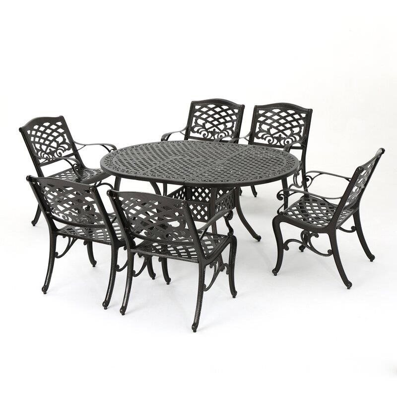 Raby Oval 6 - Person 61'' Long Aluminum Dining Set