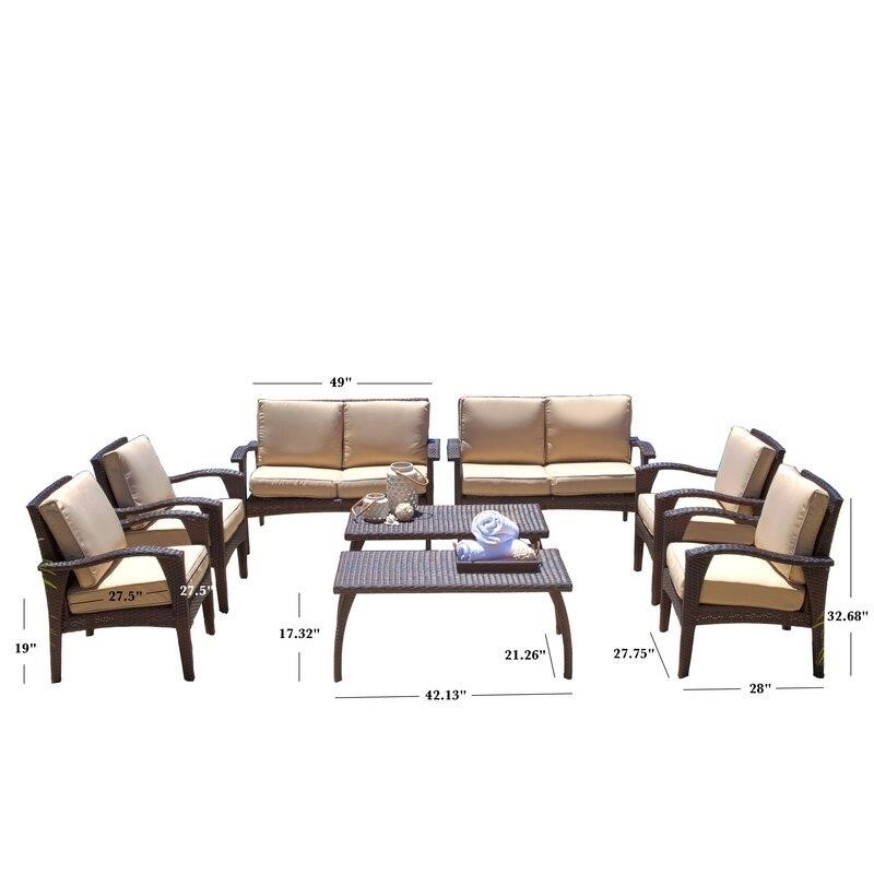 Aaliah Wicker/Rattan 8 - Person Seating Group with Cushions