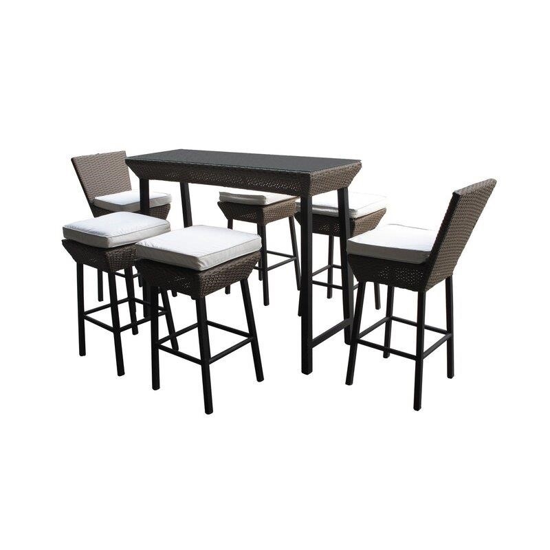 Rectangular 6 - Person 51'' Long Bar Height Dining Set with Cushions