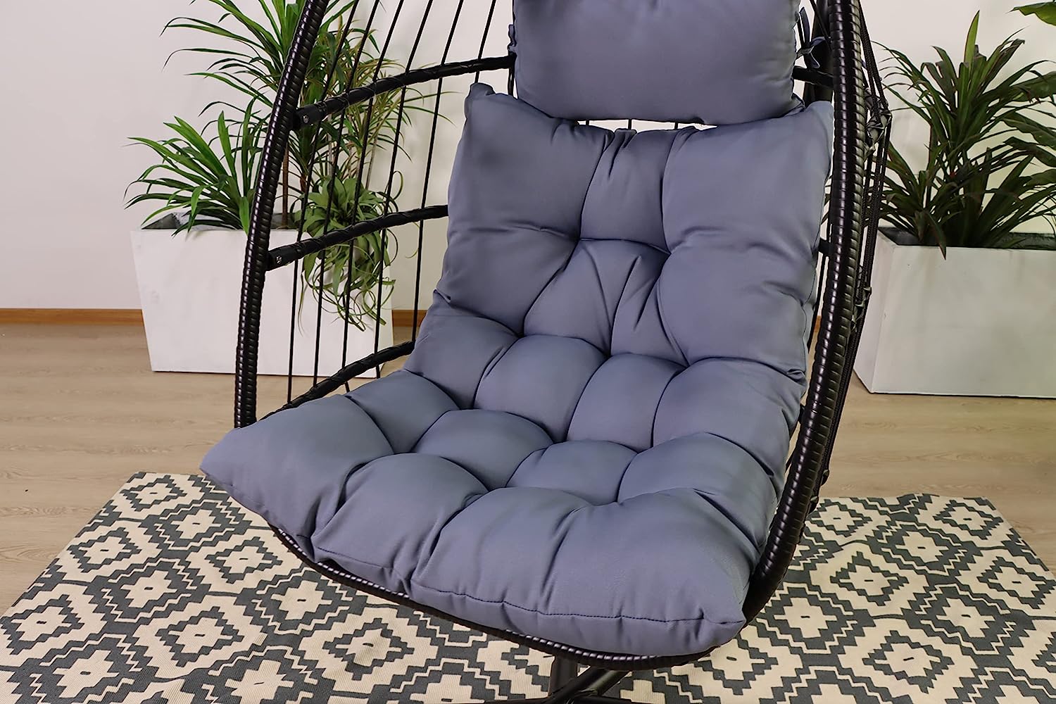 Avenlur Outdoor Patio Hanging Chair - Hammock Swing Egg Chair with Stand, Indoor/Outdoor Hanging Chair for Patio Bedroom Balcony (Black)