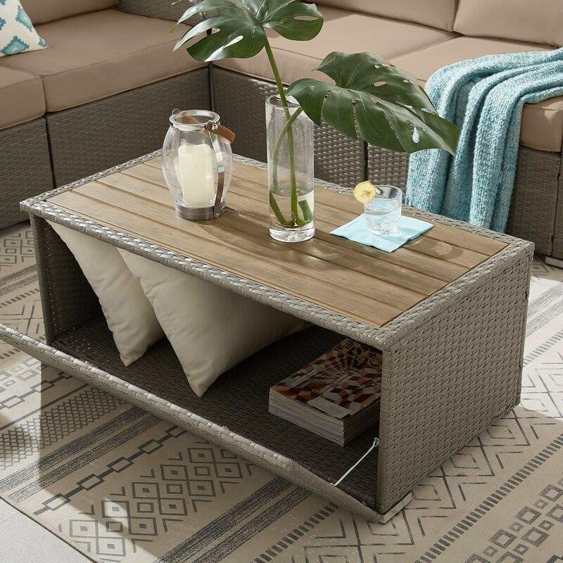 Aaleena Wicker/Rattan 6 - Person Seating Group with Cushions