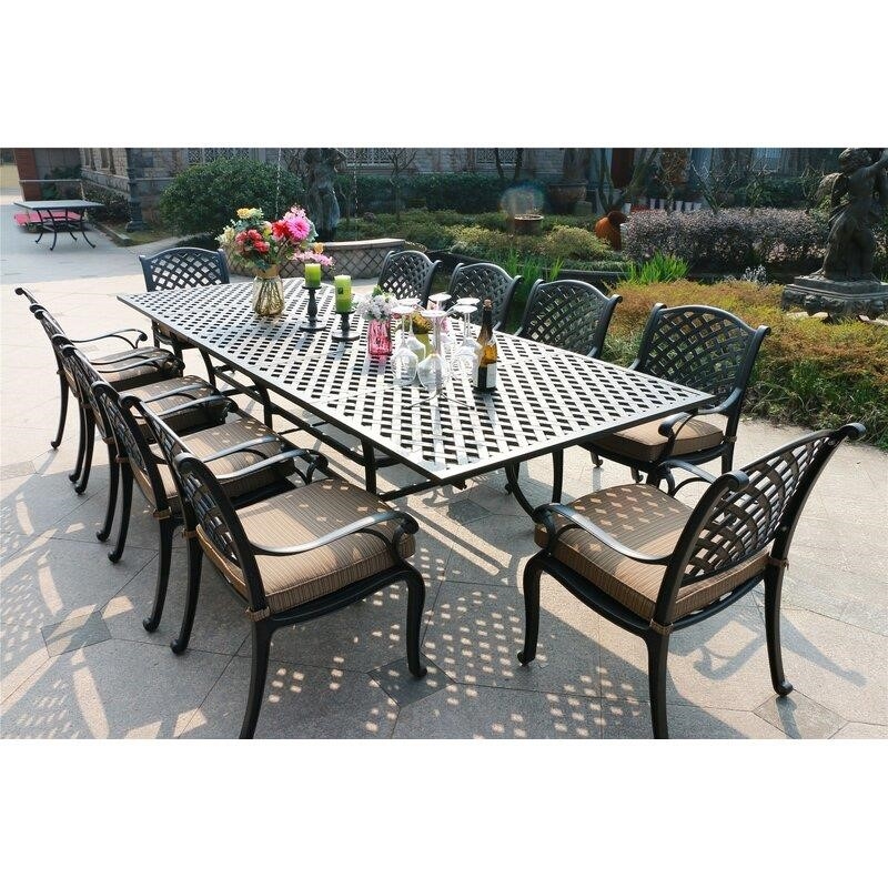 Bannon Rectangular 10 - Person 126.38'' Long Dining Set with Cushions