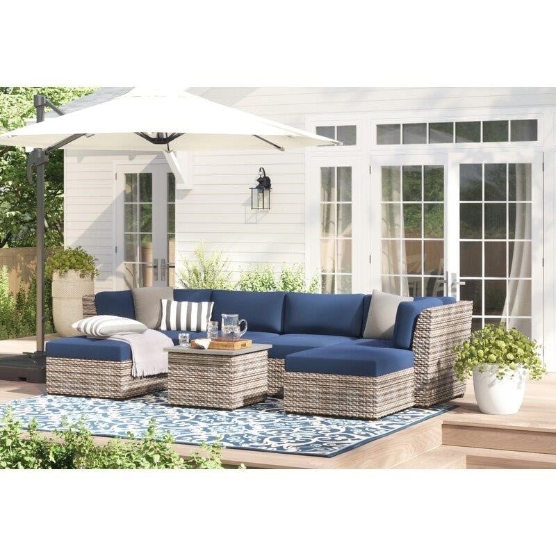 Kenwick Wicker/Rattan 5 - Person Seating Group with Cushions