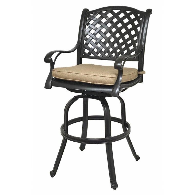 Wachtel Round 4 - Person 48'' Long Aluminum Bar Height Dining Set with Cushions