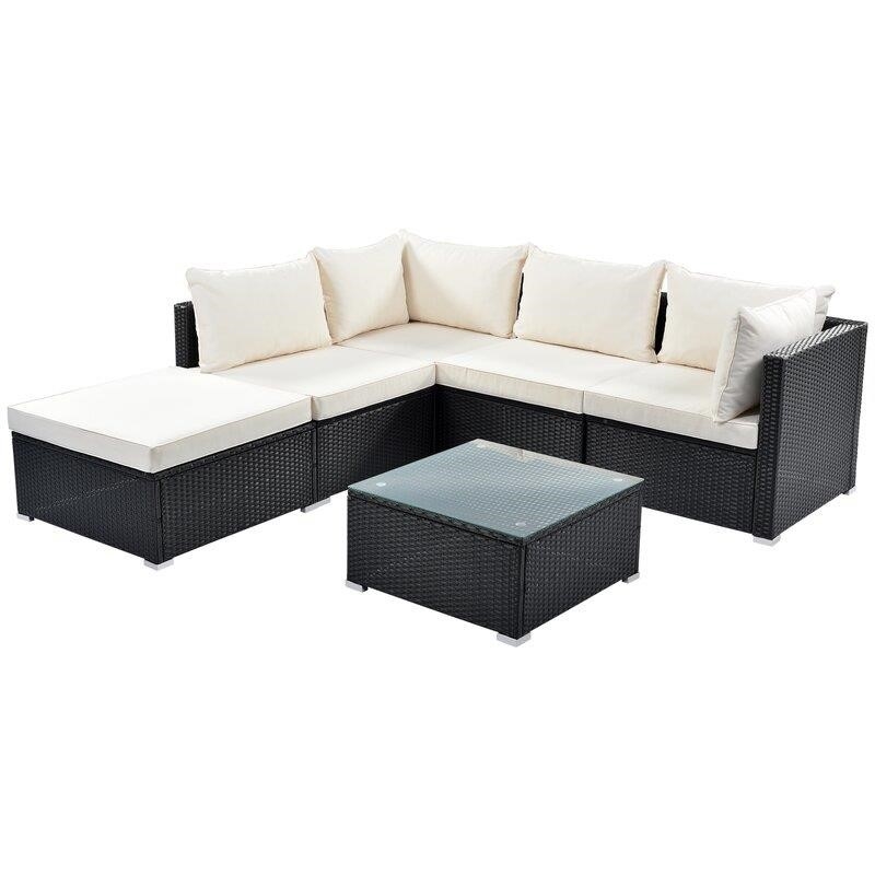 Keylin Wicker/Rattan 5 - Person Seating Group with Cushions