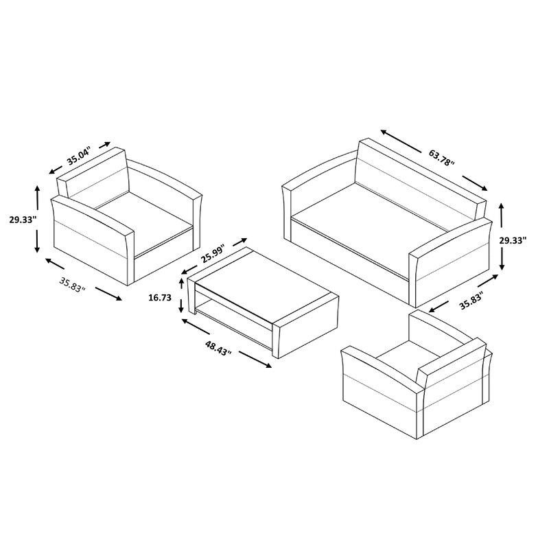 Emlee Wicker/Rattan 4 - Person Seating Group with Cushions