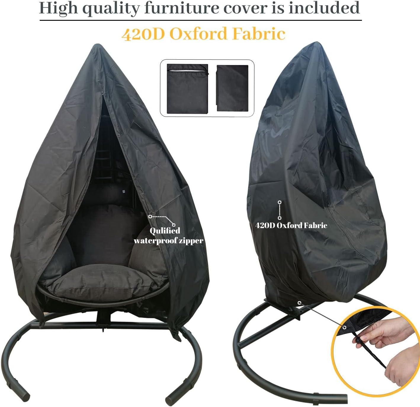 Olela Wicker Egg Swing Chair with Stand Indoor Outdoor,Hanging Egg Chair with Cushion and Pillow,Basket Chair for Bedroom,Living Room or Patio Garden (Natural-Round Base)