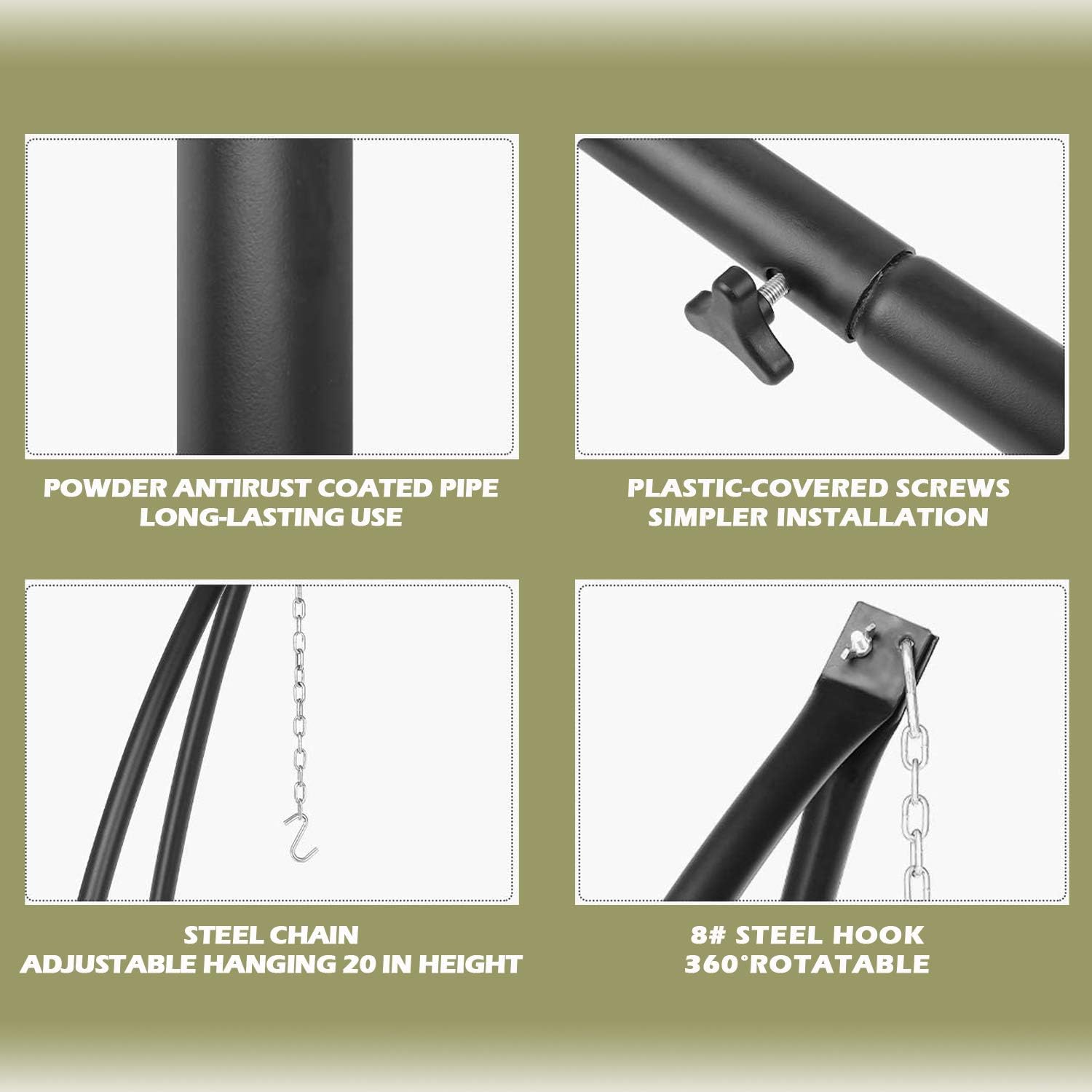 LAZZO Swing Egg Chair, Rattan Hanging Chair, Indoor & Outdoor Hammock Chair with Seat Cushion & Pillow for Patio Porch Lounge Bedroom