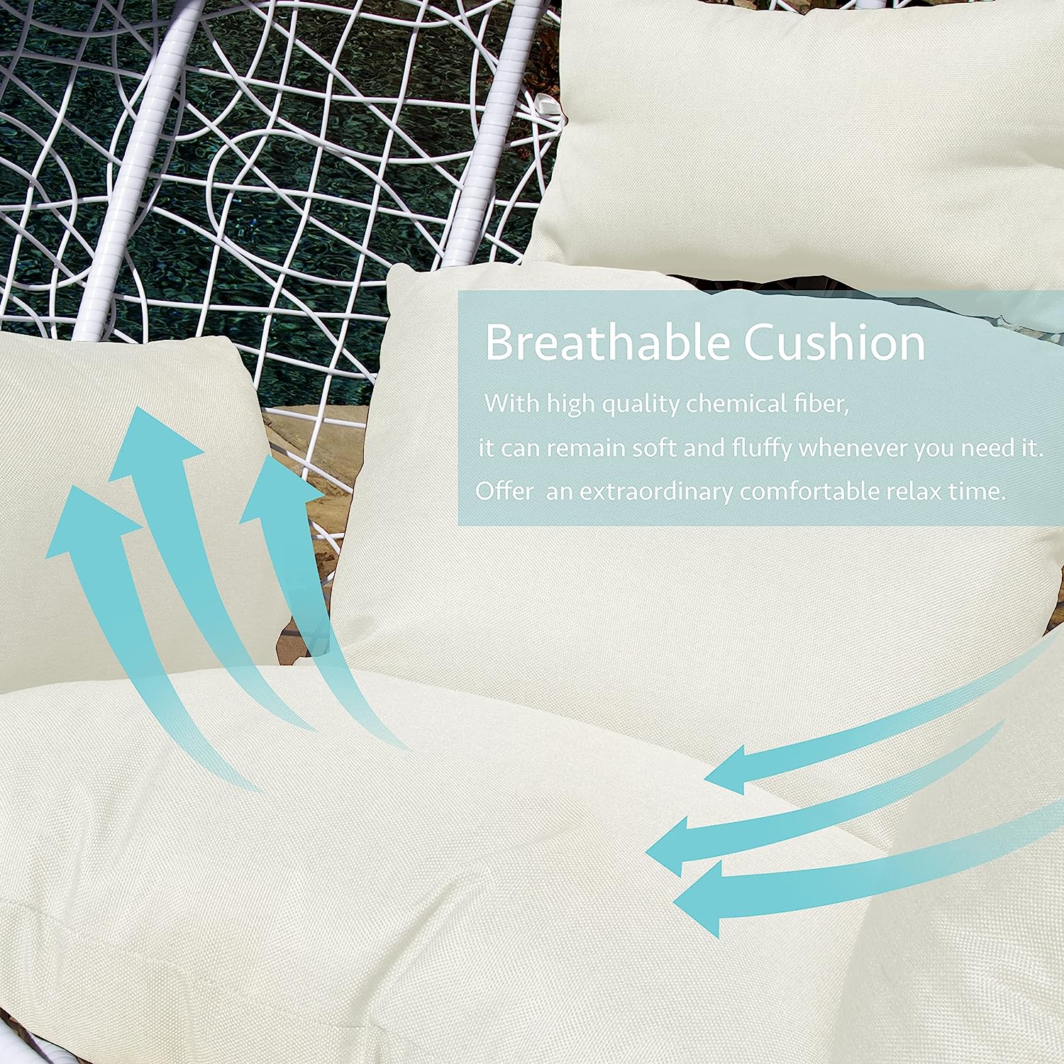 J.M.Deco Porch Swing Chair with Stand, Cushion & Pillow, Goldden Egg Rattan Wicker Swing Hanging Chair, Hammock Chair for Indoor, Outdoor, Garden, Backyard & Patio