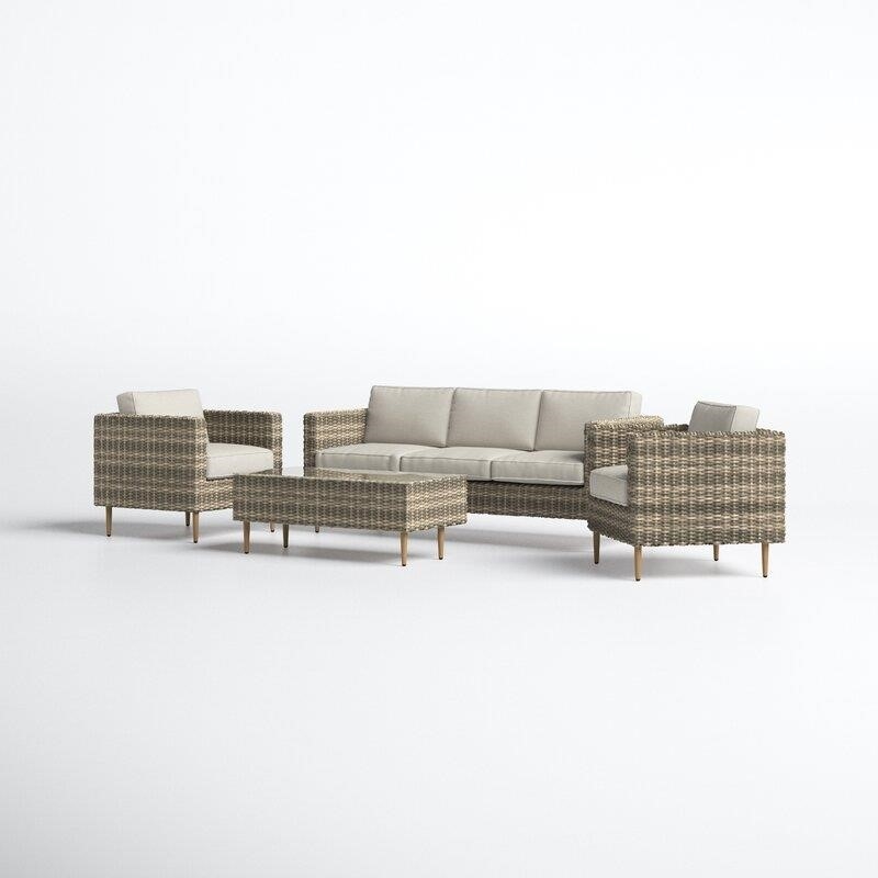 Cassidy Wicker/Rattan 5 - Person Seating Group with Cushions