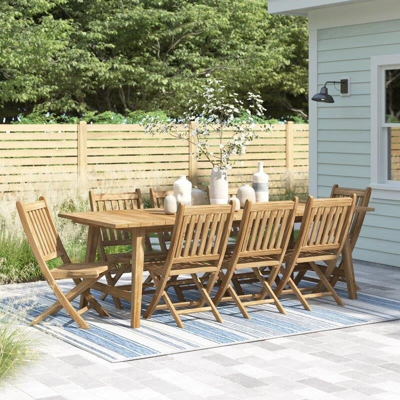 Sidney Rectangular 8 - Person 98.5'' Long Teak Dining Set