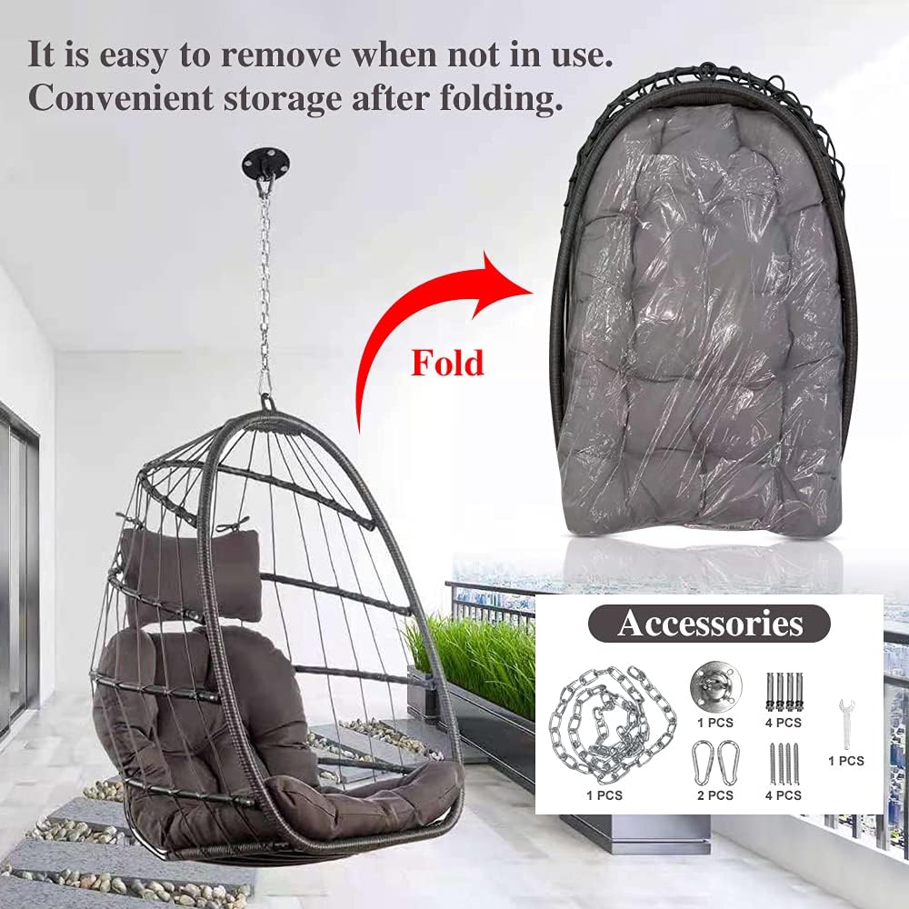 RADIATA Double Egg Chair with Stand Luxury Outdoor Patio Wicker Loveseat Hanging Swing Egg Chairs with Resistant Cushions Metal Frame 500 lbs Capaticy for 2 Persons Patio Backyard Balcony