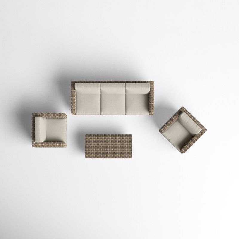 Cassidy Wicker/Rattan 5 - Person Seating Group with Cushions