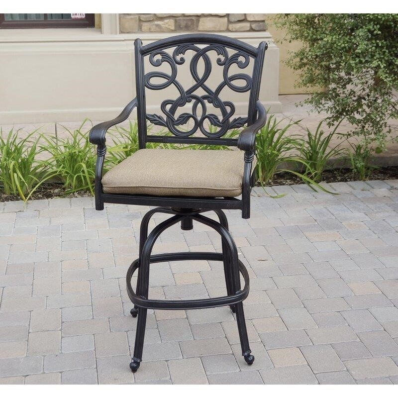 Charlemont Round 4 - Person 42'' Long Aluminum Bar Height Dining Set with Cushions