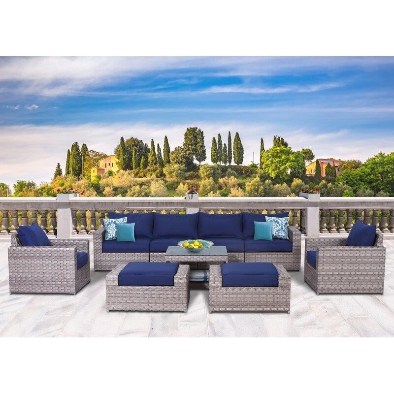 Kordell Wicker/Rattan 6 - Person Seating Group with Cushions