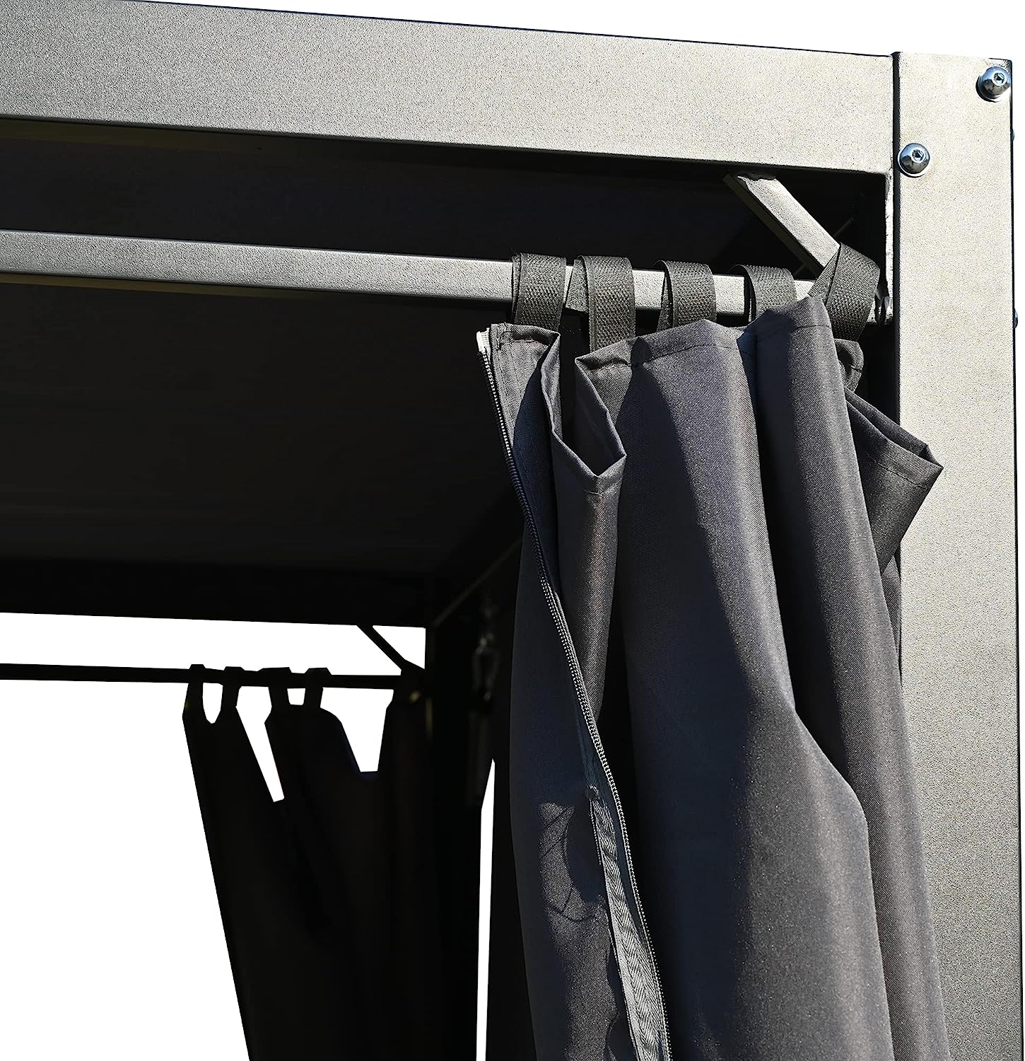 Merax 3-Seat Patio Swing Bed,Outdoor Porch Chair with Adjustable Canopy and Durable Steel Frame for Patio, Garden, Poolside Dark Grey