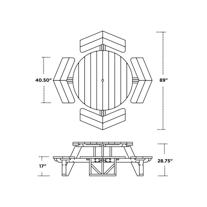 Park Round 89'' Long Picnic Table