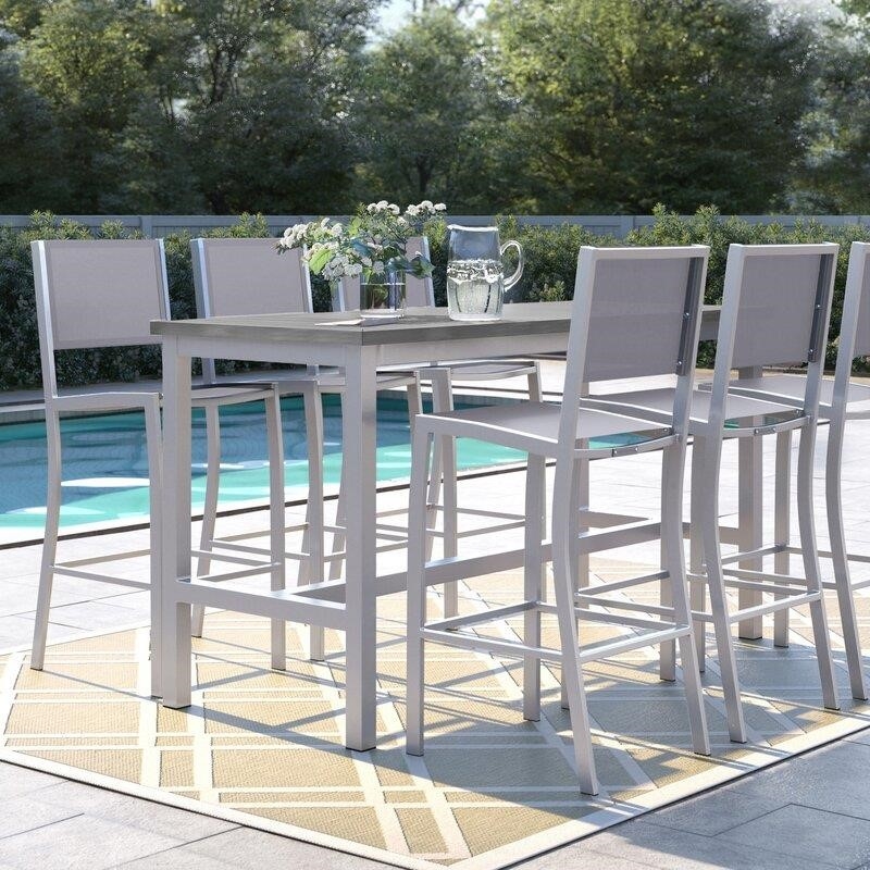 Mckinnon Rectangular 6 - Person 73'' Long Aluminum Bar Height Dining Set