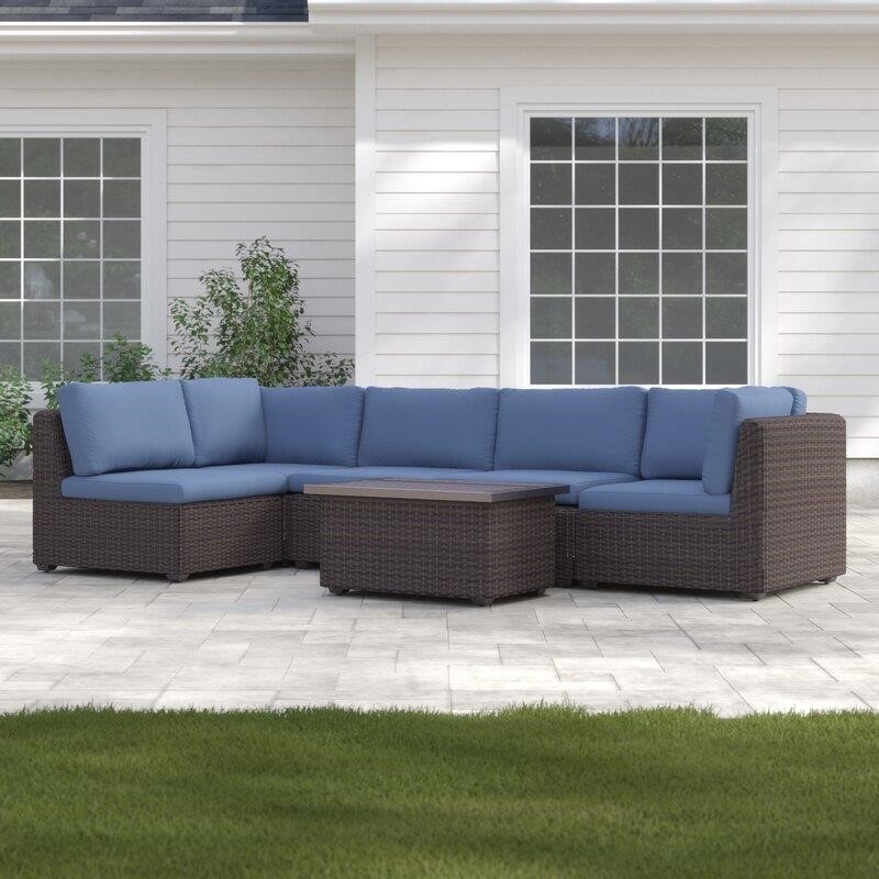 Fernando Wicker/Rattan 5 - Person Seating Group with Cushions