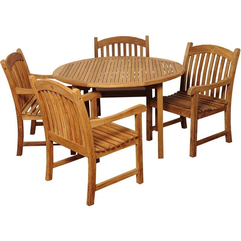 Decastro Round 4 - Person 47'' Long Teak Dining Set