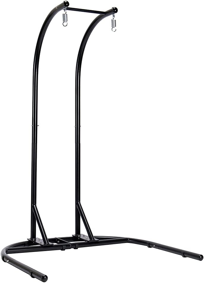 Hanging Egg Chair with Stand, 2 Person Heavy Duty Hanging Wicker Rattan Swing Chair Basket Hammock Nest Chair Seat for Indoor Outdoor Patio Lounger Swinging Loveseat (Beige)