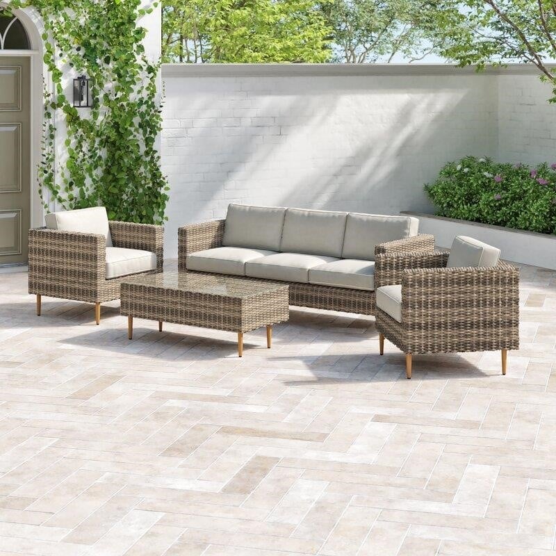 Cassidy Wicker/Rattan 5 - Person Seating Group with Cushions